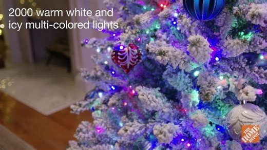 Home Accents Holiday 7.5 ft. Pre-Lit LED Starry-Light Warm White and Multi Flocked Fraser Artificial Christmas Tree with remote control SL75256SF-GP62F
