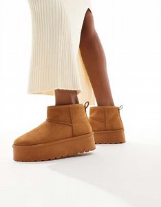 SEQWL mini flatform boots in tan | ASOS