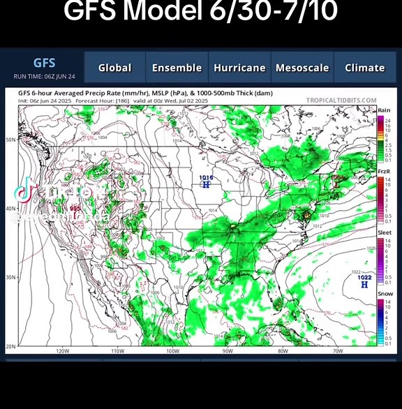 GFS Model 6/30-7/10 #StormWatch #HurricaneSeason #FloridaWeather #hurricaneseason2025 #EyeOnFlorida #GFS #gfsmodel
