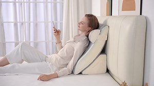 Orthopedic Bed Wedge Pillow Set - Adjustable Memory Foam for Post-Surgery Neck and Back Pain Relief Heartburn Acid Reflux Reading Sleeping Support (Light Gray)