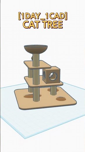 [1DAY_1CAD] CAT TREE #shorts #tinkercad #project