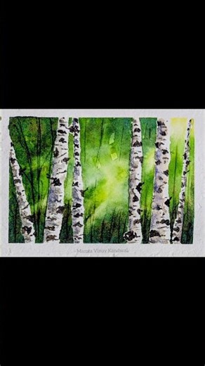 How to blend watercolor easily/Sunlight through trees #shorts #youtubeshorts #watercolorforbeginners