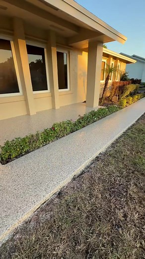 Front patio epoxy flake installation