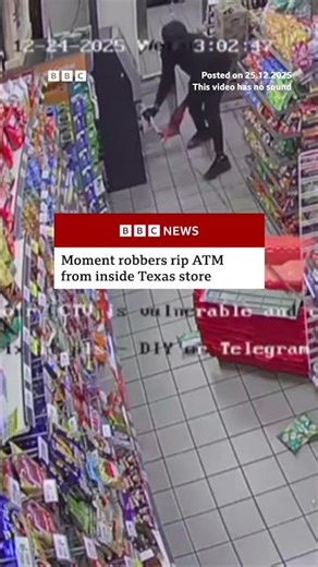 Moment robbers rip ATM from inside Texas store. #Dallas #Texas #Crime #BBCNews