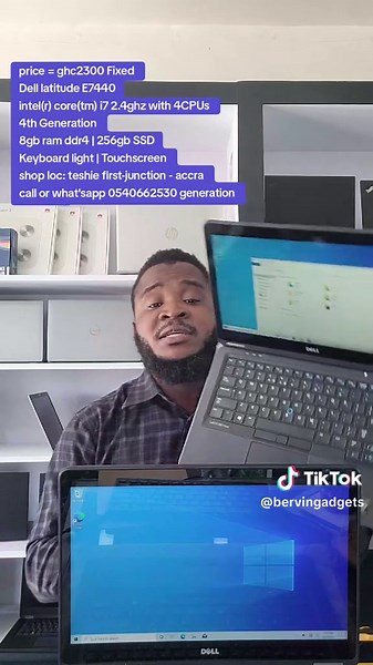 price = ghc2300 Fixed Dell latitude E7440 intel(r) core(tm) i7 2.1ghz with 4CPUs 4th Generation 8gb ram ddr4 | 256gb SSD 4gb video memory and 128MB Dedicated graphics high definition audio device hd webcam | wi-fi | bluetooth |type-c port | Keyboard Light | HDMI | Touchscreen windows 10 64bit | 14 inches hd display •pre-owned from UK 🇬🇧 | Very Neat 3 months warranty No swapping allowed please our delivery service is only within accra for now shop location: teshie first-junction - accra call or