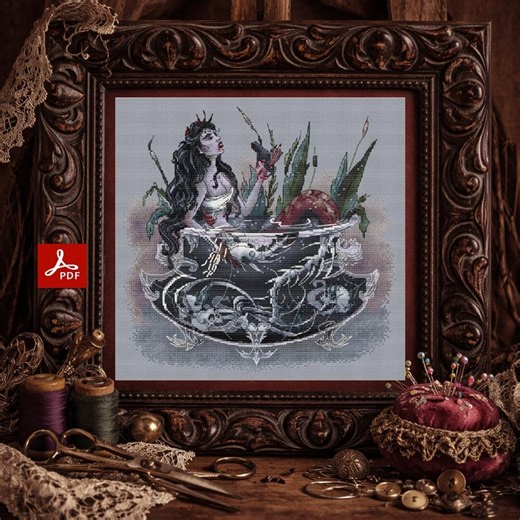PDF Cross Stitch Pattern Mermaid Cross Stitch Chart Mirabillia Cross Stitch Pattern Halloween Cross Stitch Witch Cross Stitch Pattern Gothic - Etsy