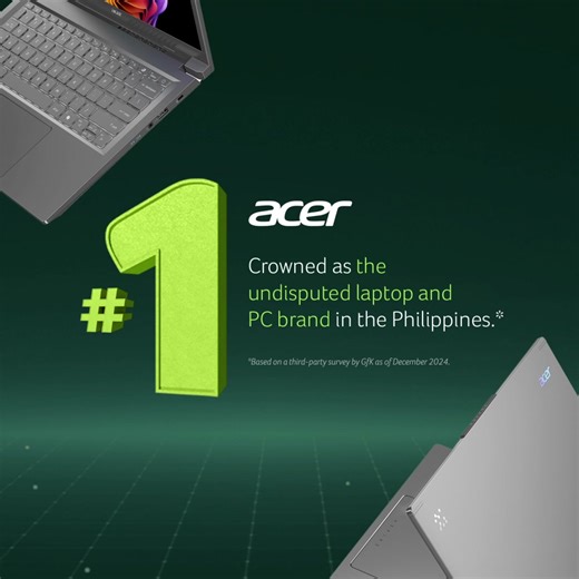 Limits? We don't know them. We are proud to lead as the #1 PC & laptop brand in the Philippines, with a commanding 35.7% market share in 2024, as verified by GfK. A massive thank you to our Acer Fam—your trust fuels our journey. Thank you once again for making us limitless! | Acer Philippines