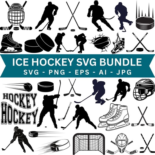 Ice Hockey SVG Bundle, Ice Hockey Cut Files for Cricut, Hockey Clipart, Hockey Silhouette SVG, Vector Files, Helmet Stick Mom Dad Puck - Etsy