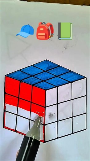 Satisfying 3D Cube 🧢🎒📗Illusion ✏️ #shorts #viral #trending #art #satisfying