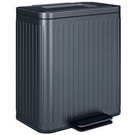 HOMCOM 2 x 20L Double Rubbish Bin, Pedal Bin with Soft-Close Lid, Black