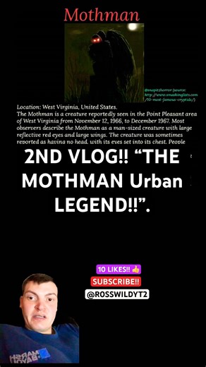 2ND VLOG!! “THE MOTHMAN Urban LEGEND!!”. #youtubeshorts #dailyvlogs #urbanlegends #spookyfolklore