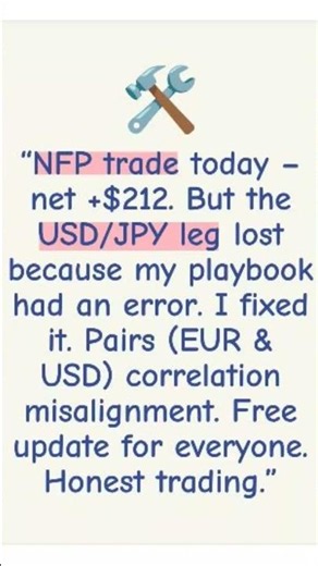 NFP trade net +$212. Playbook error fixed. Free update.