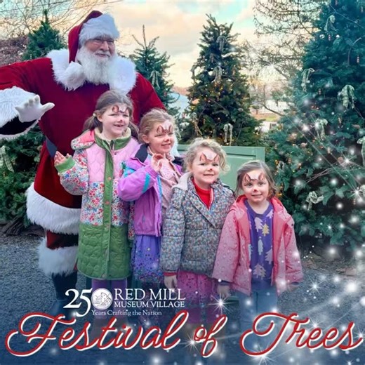 You don’t need to bring your little reindeer up on the housetop to see Ol’ St. Nick, just bring them to the Official Winter Village at The Red Mill Museum 2025 on Saturday or Sunday from 10-6 for free face painting (1-4) and visits with Santa (all day)! | Red Mill Museum Village