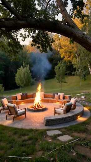 Backyard Transformation: From Empty Yard to Dream Firepit Lounge 🔥 #backyardmakeover #porchliving
