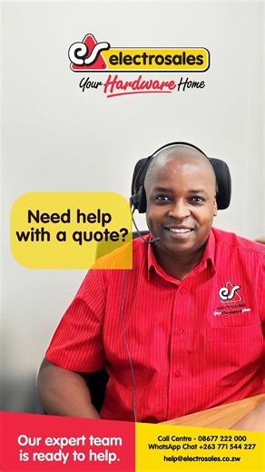 52 reactions · 4 comments | Whether you’re starting a building project, renovating your home, or setting up solar power, our team of experts is ready to support you with top-quality products and unbeatable prices. Email - help@electrosales.co.zw Call Centre - 08677 222 000 WhatsApp Chat +263 771 544 227 Contact us today. #ContactUs #EnquiriesandQuotes #YourDependableHardwareHome | Electrosales Hardware | Facebook