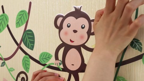 decalmile Large Jungle Animal Tree Wall Decals Giraffe Koala Leopard Safari Wall Stickers Baby Nursery Kids Bedroom Toddler Room Wall Decor