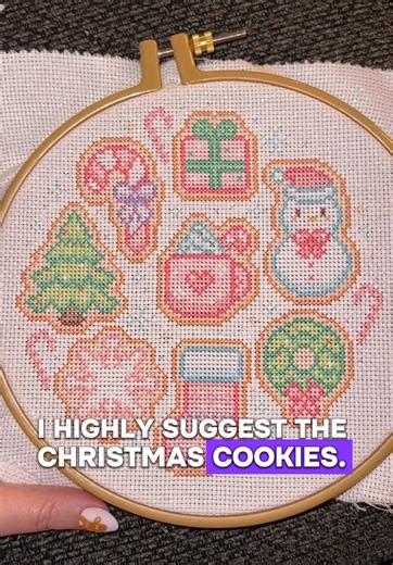 Christmas cookie pattern from @🌸Sarah🌸 all finished!!! I cannot wait to frame this! #crossstitchoftiktok #crossstitching #crossstitchlover #christmascrossstitch