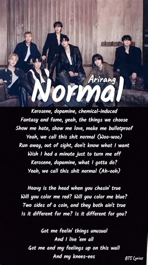 BTS normal lyrics arirang