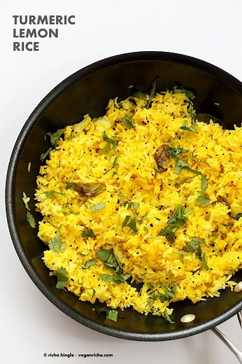 Turmeric Lemon Rice Recipe - 10 Minutes - Vegan Richa