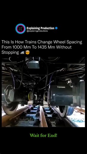 Explaining Production on Instagram: "a train utilizing a variable gauge system, also known as an automatic gauge changer, to adjust its wheel spacing while in motion. This technology allows trains to seamlessly transition between railway networks that use different track gauges without needing to stop or change trains. How It Works Variable Gauge Axles: The train is equipped with specialized wheelsets that can change their width. Gauge Changer Facility: The change happens at a unique section of
