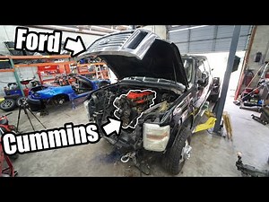 CUMMINS Swapping A 6.4 FORD! Exhaust Build, Cab, Steering. Fummins Build Pt.9!
