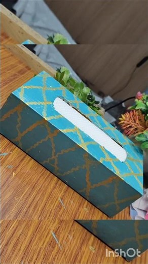 DIY Tissue Box Cover 💙 | Marble Effect Home Decor #cardboardcraft #tissuebox #bestoutofwaste #diy