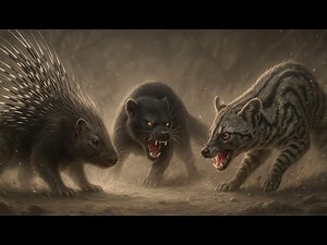 Porcupine vs Fisher Cat & African Civet – The Triple Desert Showdown | Epic Animal Clash 8K