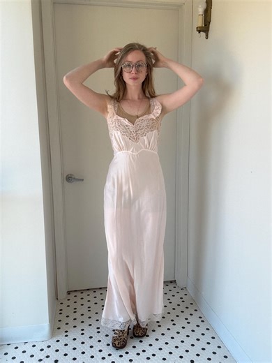 Vintage 1940’s 50’s Baby Pink Semisheer Lacey Nightie Nightgown, Size Medium - Etsy