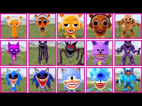 ALL SPRUNKI OREN VS CATNAP VS SONIC EXE FORMS – SIZE COMPARISON & POWER RANKING | GMOD