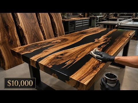 How to make a table.Walnut and epoxy resin table WOODWORKING