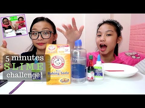 SLIME IN 5 MINUTES CHALLENGE | Cheapest Diy Slime Challenge!! | Aurea & Alexa