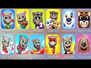 Playing Talking Tom Blast Park,Tom Splash Force,My Talking Tom,Tom Friends,Tom Run New 12 Games Ipad