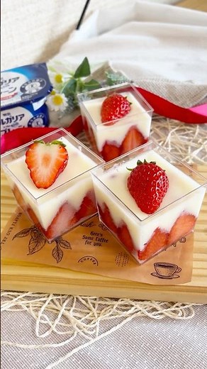 Fluffy strawberry yogurt mousse made with only 3 ingredients and no gelatin! #food #shorts #Valen...