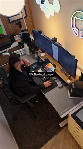 Dream big, anything is possible ✨ I worked hard for everything I have and it’s taken well over 10 years to get to where I am today. It’s not been smooth and it’s not been stable but one thing is for sure that every year I have grown and so has the home office setup. What I’m trying to say is… if you work hard and dream big, anything is possible. Just give it time 👌🏻 #coding #homeoffice #officevibes