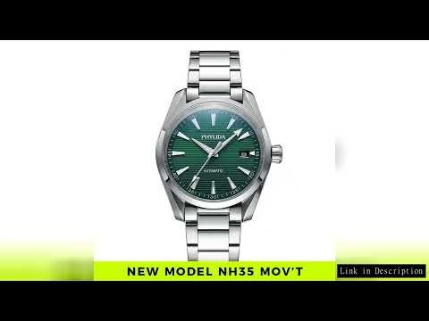 PHYLIDA New Aqua Automatic Watch Solid SS Sapphire Crystal NH35A Mechanical Wristwatch 100WR Diver