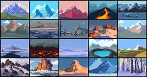 28 Mountain Backgrounds Pixel Art by Free Game Assets (GUI, Sprite, Tilesets)