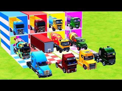Garage with Colors - MIXER, LIQUID TRUCK WITH DOUBLE FLATBED TRAILER, VOLVO, MERCEDES, SCANIA FS 22
