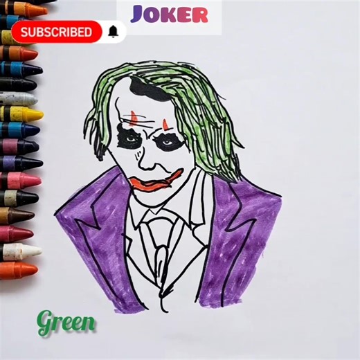 Let's draw a Joker//Easy Joker drawing #drawing #stepbystepcoloring #howtodraw