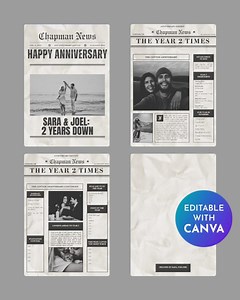 Editable Anniversary Newspaper Template, Canva Anniversary Newspaper, Anniversary Infographic Invitation - Etsy