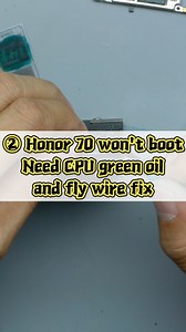 203K views · 1.5K reactions | ② Honor 70 won't boot. Need to keep data. CPU failed. Fixed with green oil and fly wire. Later test shows core short circuit. #qianli #mobilephonerepair #tool #repair #qianlirepairtools #PhoneRepair #MobileFix #TechRepair #GadgetRepair #DIYTech #RepairTools #TechTools #PhoneRepairKit #FixItTools #USTech #TechEurope #UKTech #CanadaTech #TechUSA #TechCommunity #DIYCommunity #GadgetLovers #TechHobby | QianLi Repair Tools | Facebook