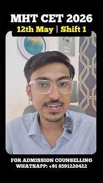 MHT CET 2026 | 12th May Shift 1 | Paper Review and Analysis | CAP Round Counselling #shorts #mhtcet