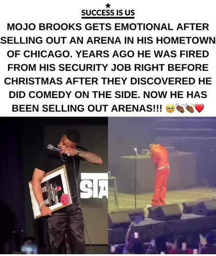 Dyon “Mojo” Brooks got emotional on stage after selling out an arena in his hometown of Chicago — and it’s easy to see why. 🥹🙏 Before comedy, Brooks worked security and moonlighted doing comedy on the side. When his employer found out, they let him go right before Christmas. Instead of quitting on the dream, he leaned all the way in. Comedy actually became his path forward after a deeply personal loss — his sister encouraged him to try stand-up just two days before she passed away from cancer 