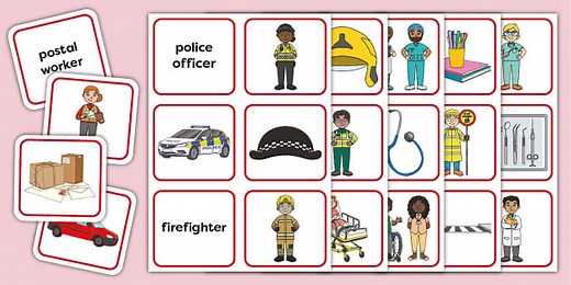 Let's Meet People Who Help Us! Matching Cards