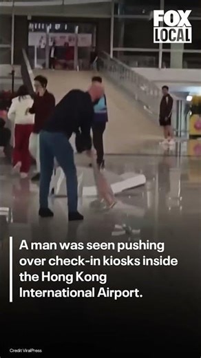 Tourist destroys check-in kiosks at Hong Kong airport | FOX 10 Phoenix