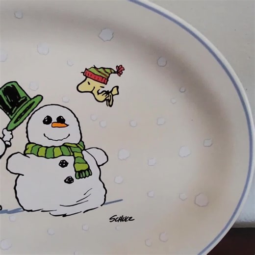 Vintage Hallmark Peanuts Christmas Platter: Snoopy, Woodstock, Snowman Item 944 - Etsy
