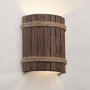 Farmhouse Wood Wall Sconce, Vintage Scones Lighting Indoor, Up Down Rustic Wall Sconce Hardwired, Art Deco Lamp for Living Room Hallway Bedside Passway