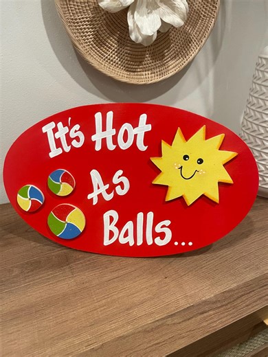 Funny Pool Sign | It’s Hot as Balls | Hand Painted Red Wood Poolside Decor - Etsy