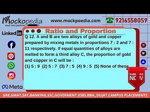 Q12- A and B are two alloys of gold and copper prepared by mixing metals in proportions 7 : 2.....
