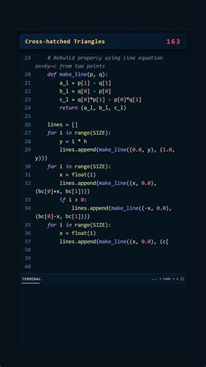 Project Euler #163: Cross-hatched Triangles | Python #coding #python #programming