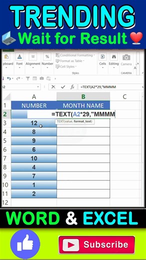 NUMBER TO MONTH NAME IN EXCEL #exceltips #shorts #excel #exceltutorial घर बैठे EXTRA INCOME